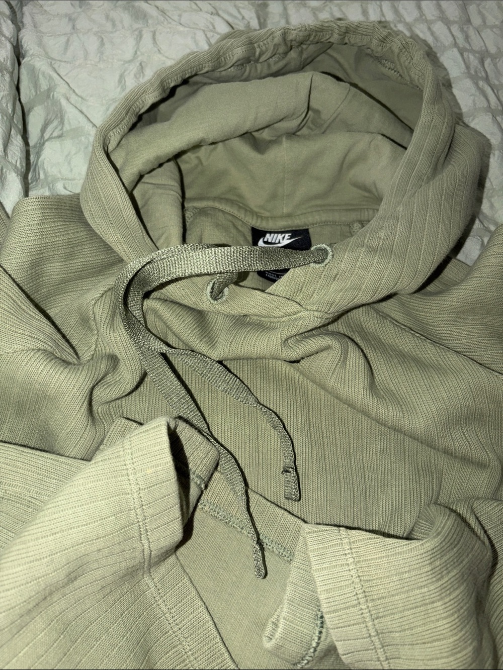 Nike Olive Green Ribbed Hoodie & Shorts Set - Picture 12 of 14